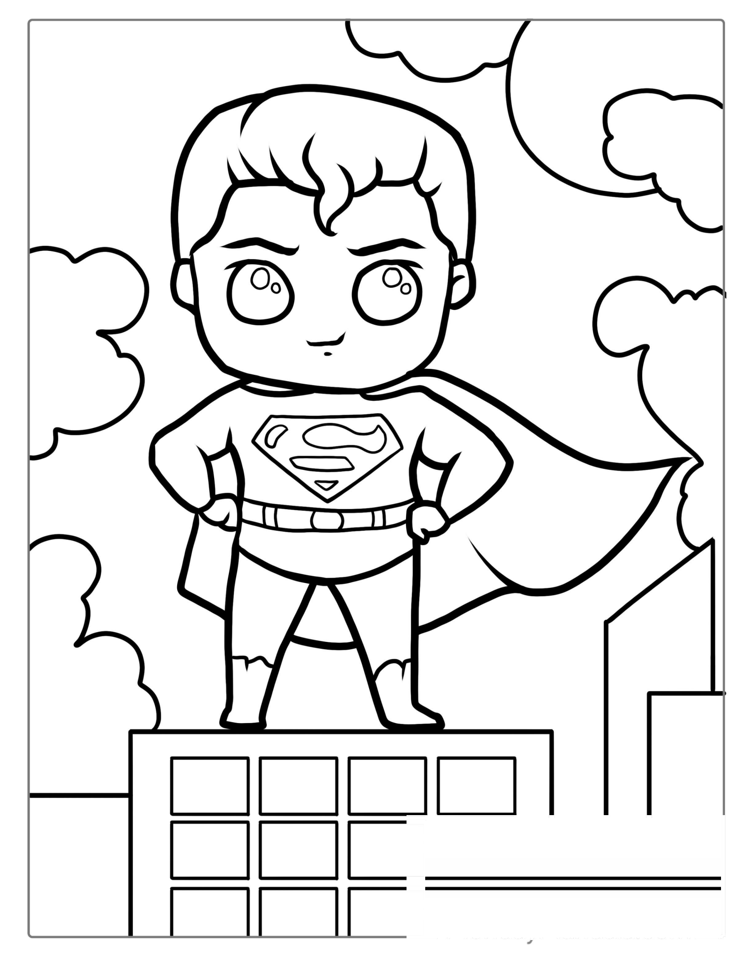 Easy Outline Of Superman Coloring Sheet