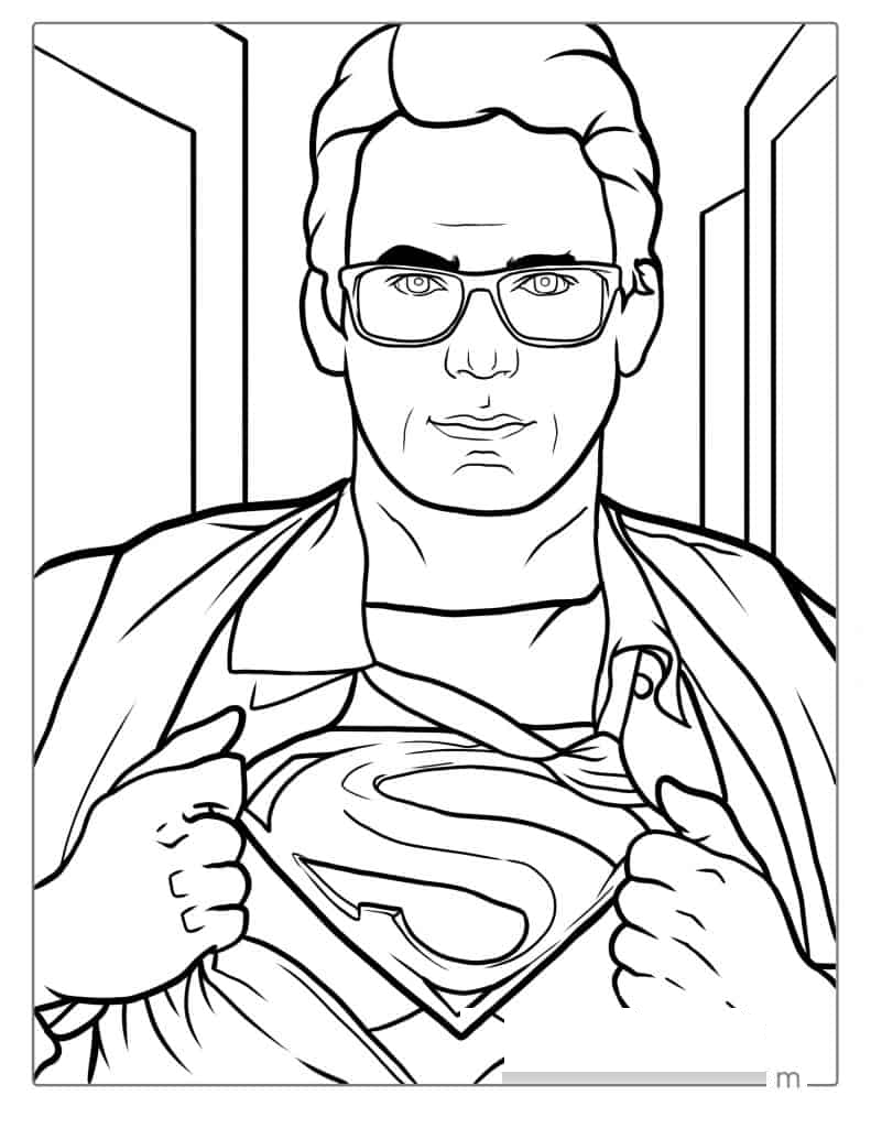 Clark Kent Turning Into Superman Coloring Page
