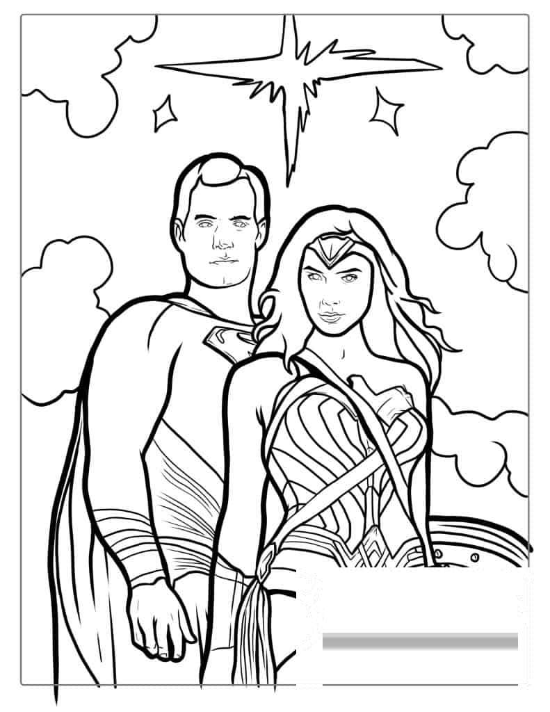 Superman And Wonder Woman Coloring Sheet