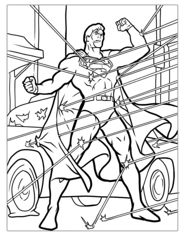 Superman Reflecting Bullets Coloring Page