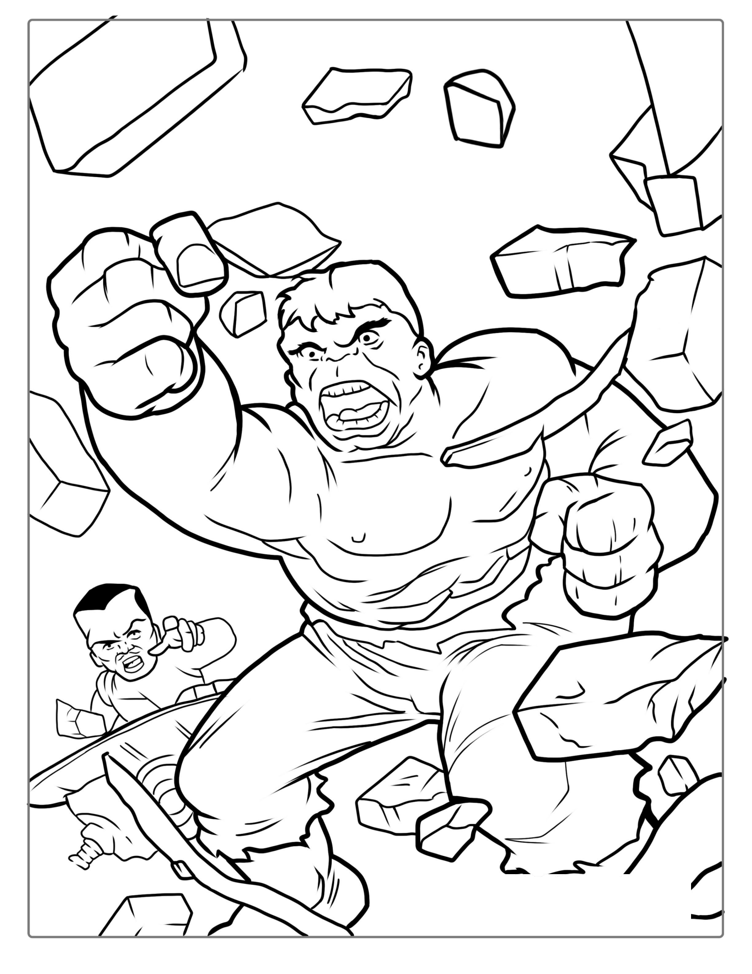 Hulk Smashing Through Wall Coloring Sheet