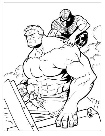 Spider Man And Hulk Coloring Sheet