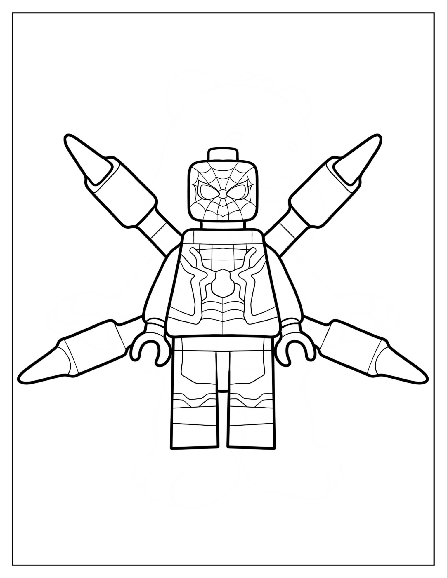 Lego Avengers Spider Man With Pincers Coloring Page
