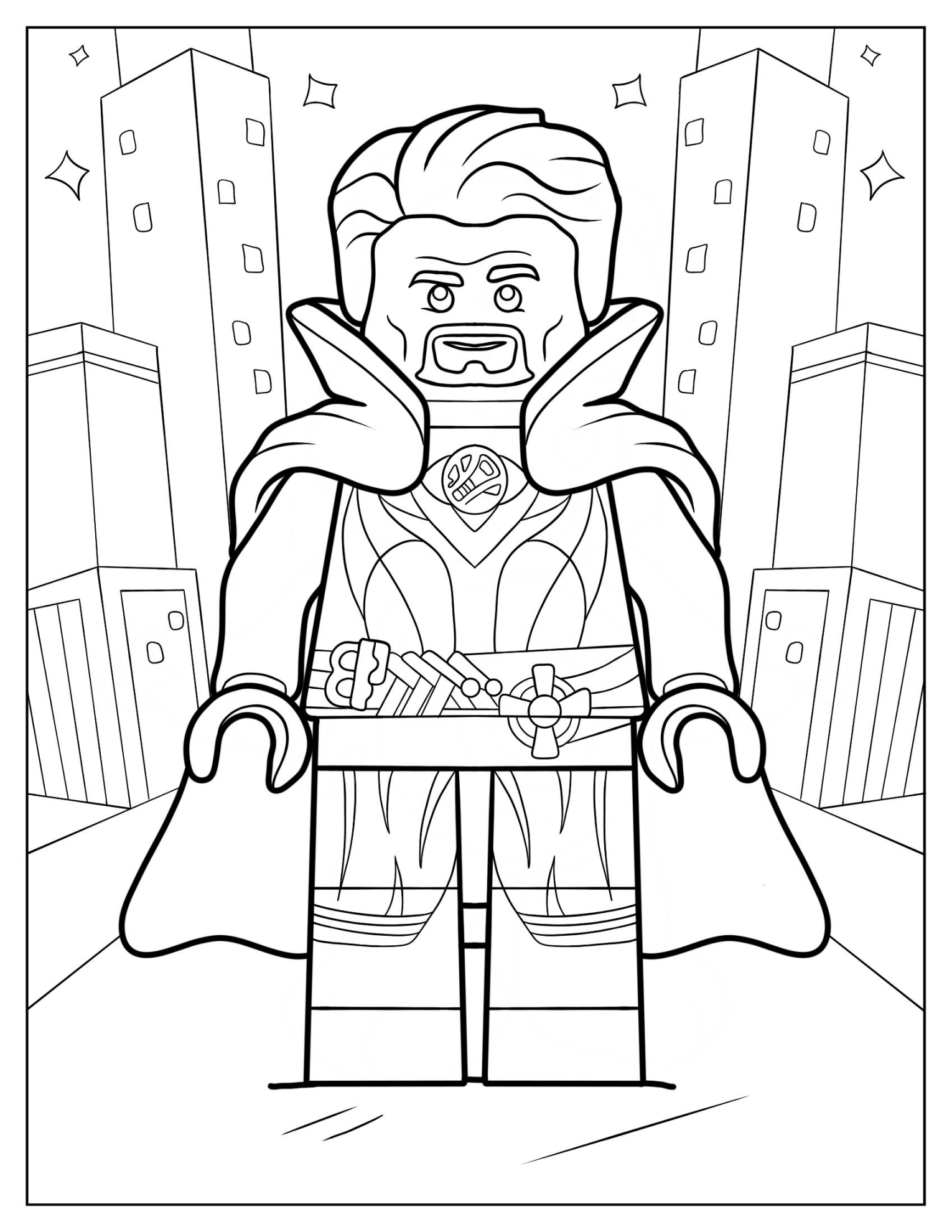 Detailed Lego Doctor Strange Coloring Page