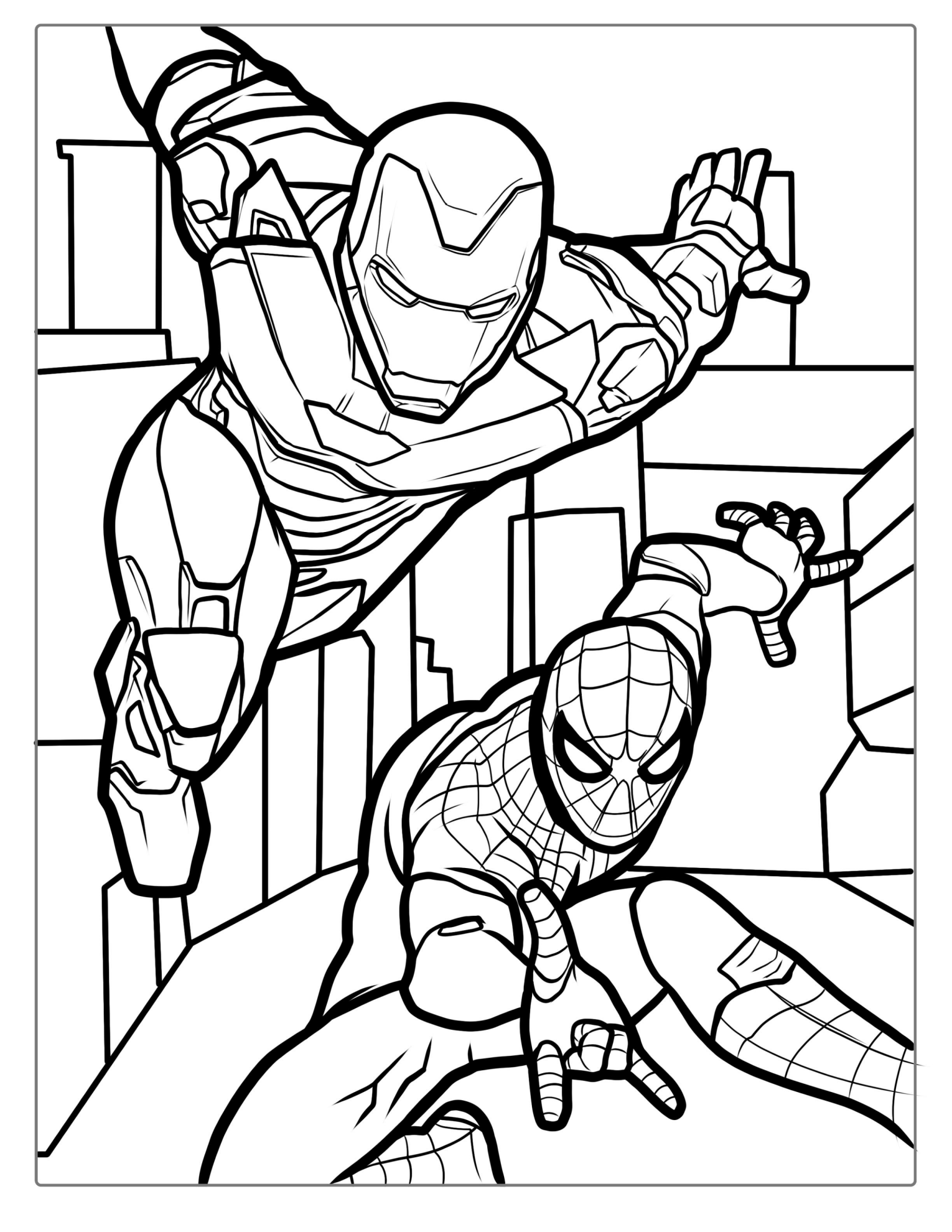 Iron Man And Spider Man Coloring Page