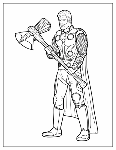 Easy Thor Coloring Sheet For Kids