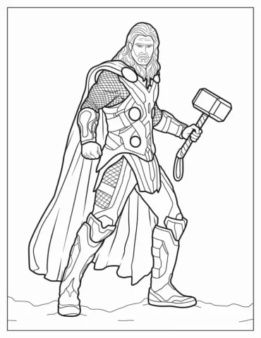 Simple To Color Thor Coloring Page