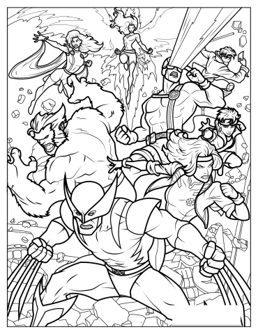 X-Men Wolverine, Cyclops, Phoenix, Storm, Rogue, Beast, Jubilee, And Gambit