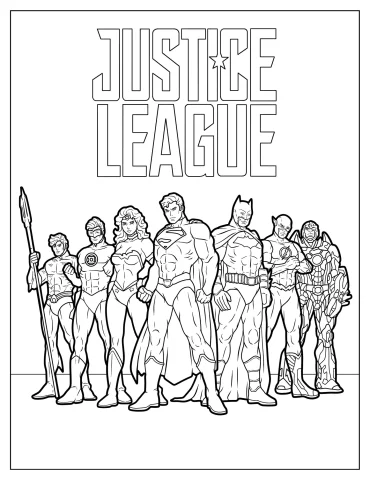 Justice League Poster Coloring Page
