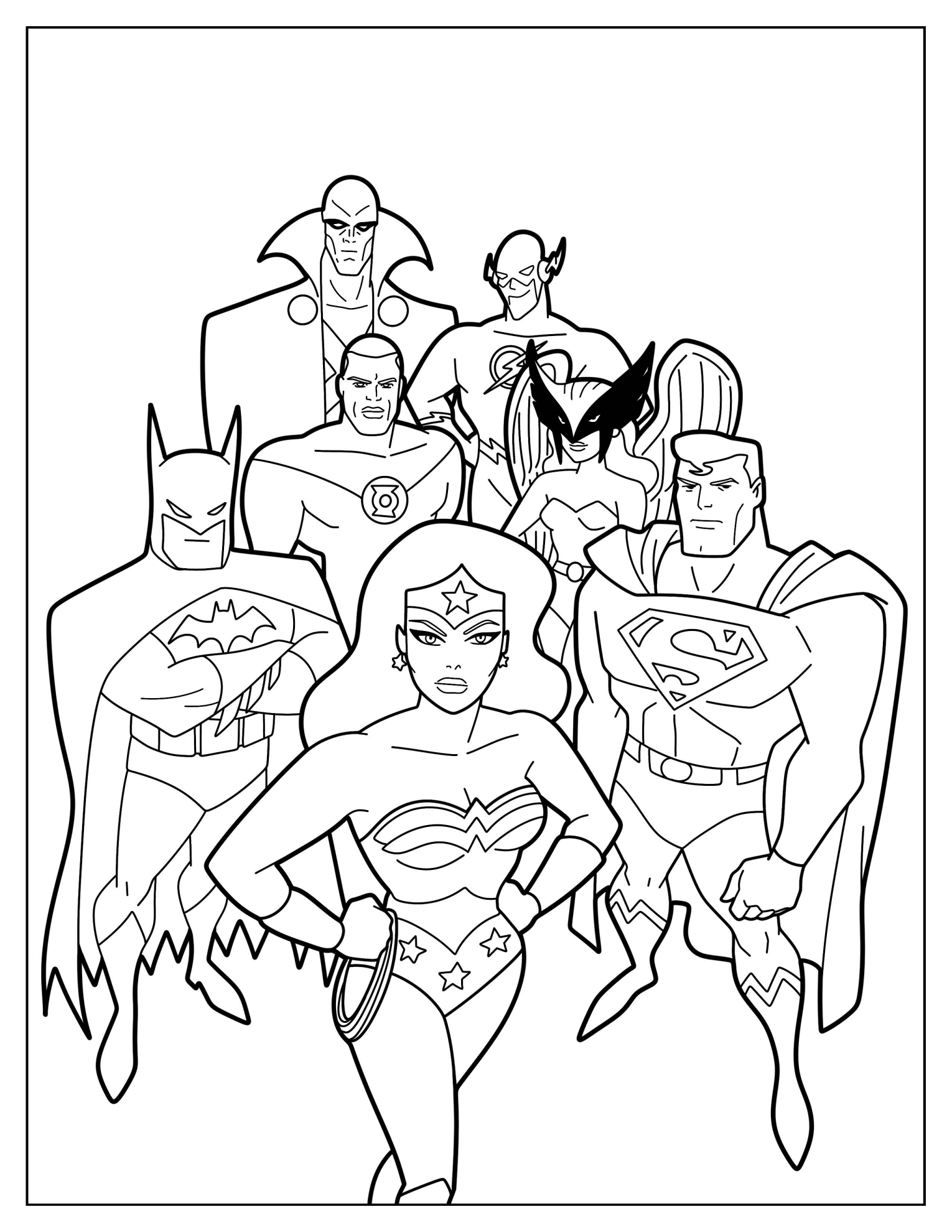 Justice League Cartoon Superheroes Coloring Sheet
