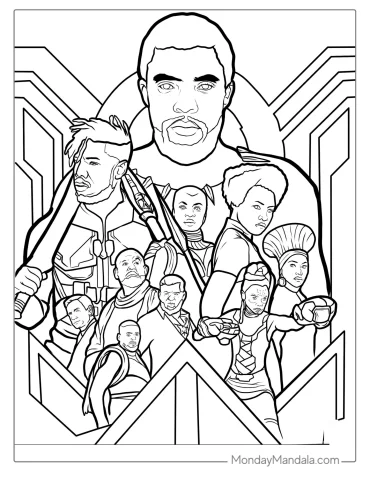 Black Panther Movie Poster Coloring Page