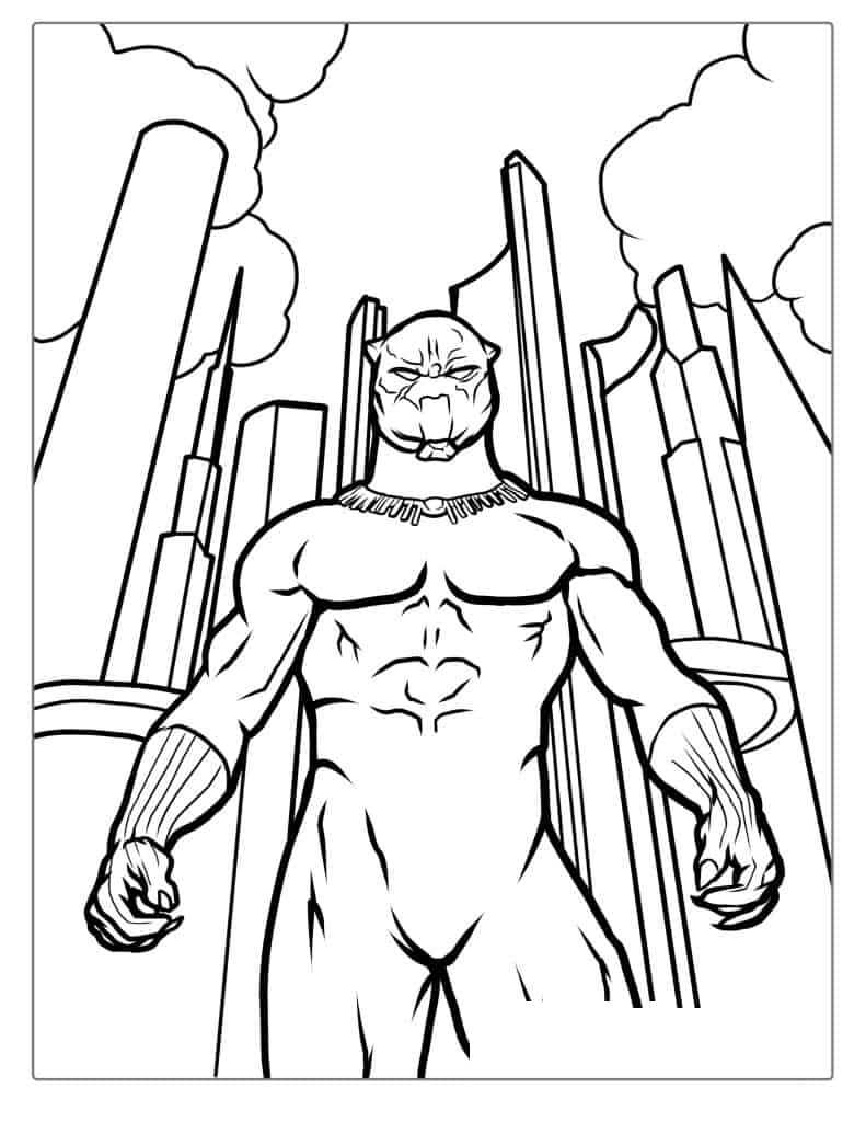 Black Panther In Wakanda Coloring Page