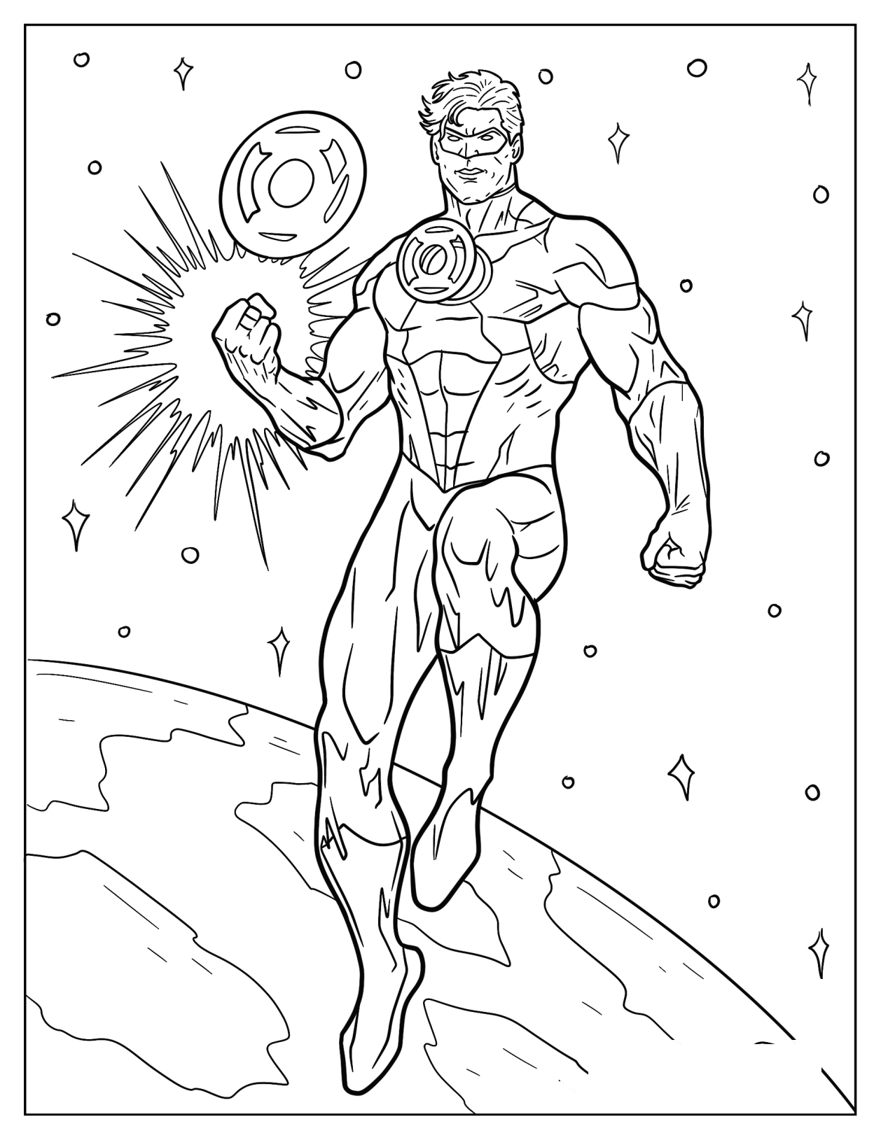 Green Lantern Outside Of Earth Coloring Page