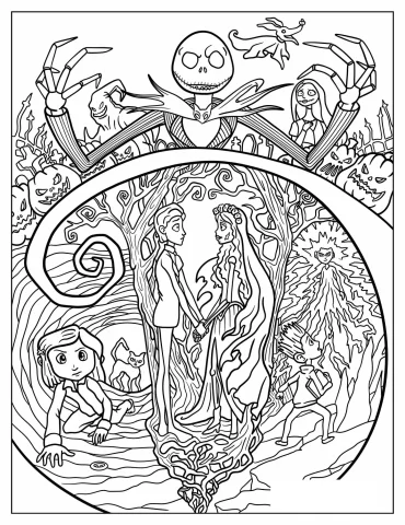 Detailed Corpse Bride Poster Coloring Page