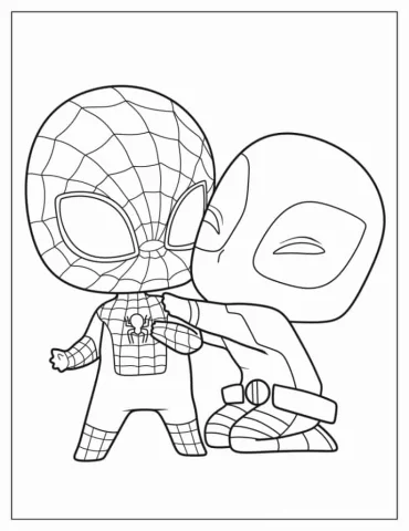 Kawaii Spider Man And Deadpool To Color