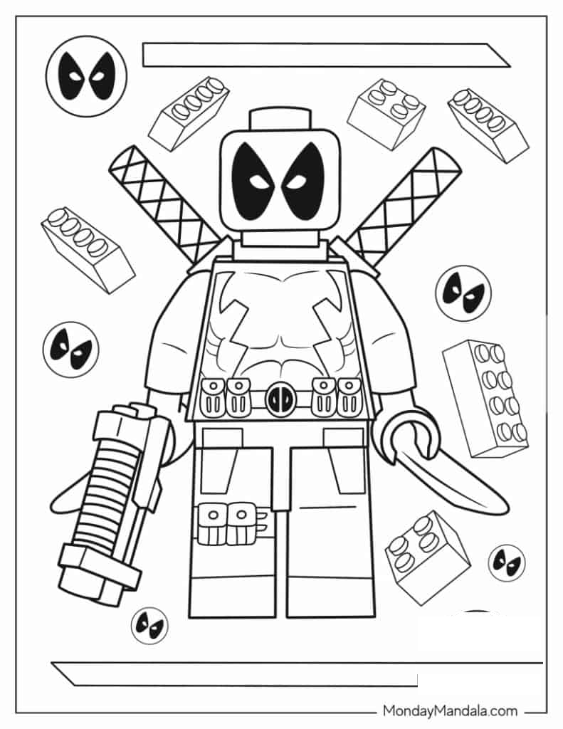 Lego Deadpool Coloring Sheet For Kids
