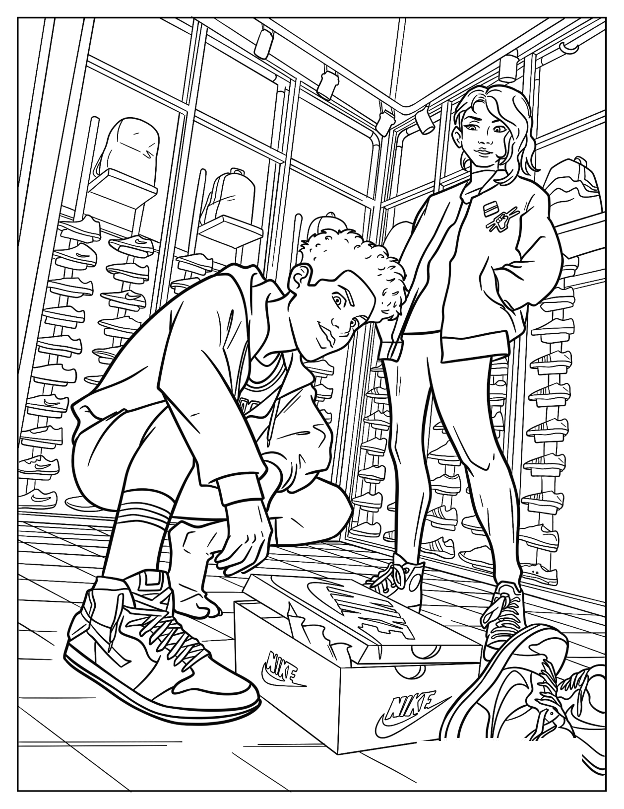 Miles Morales And Spider-Gwen Wearing Nike Coloring Page