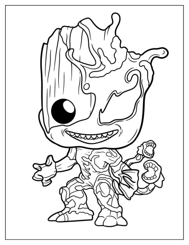 Venom Groot Coloring Page For Kids