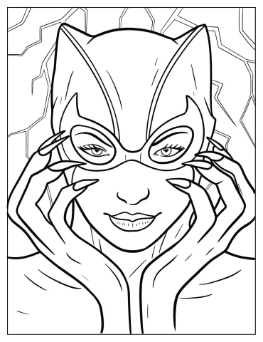 Simple Close Up Of Catwoman Coloring Page For Kids