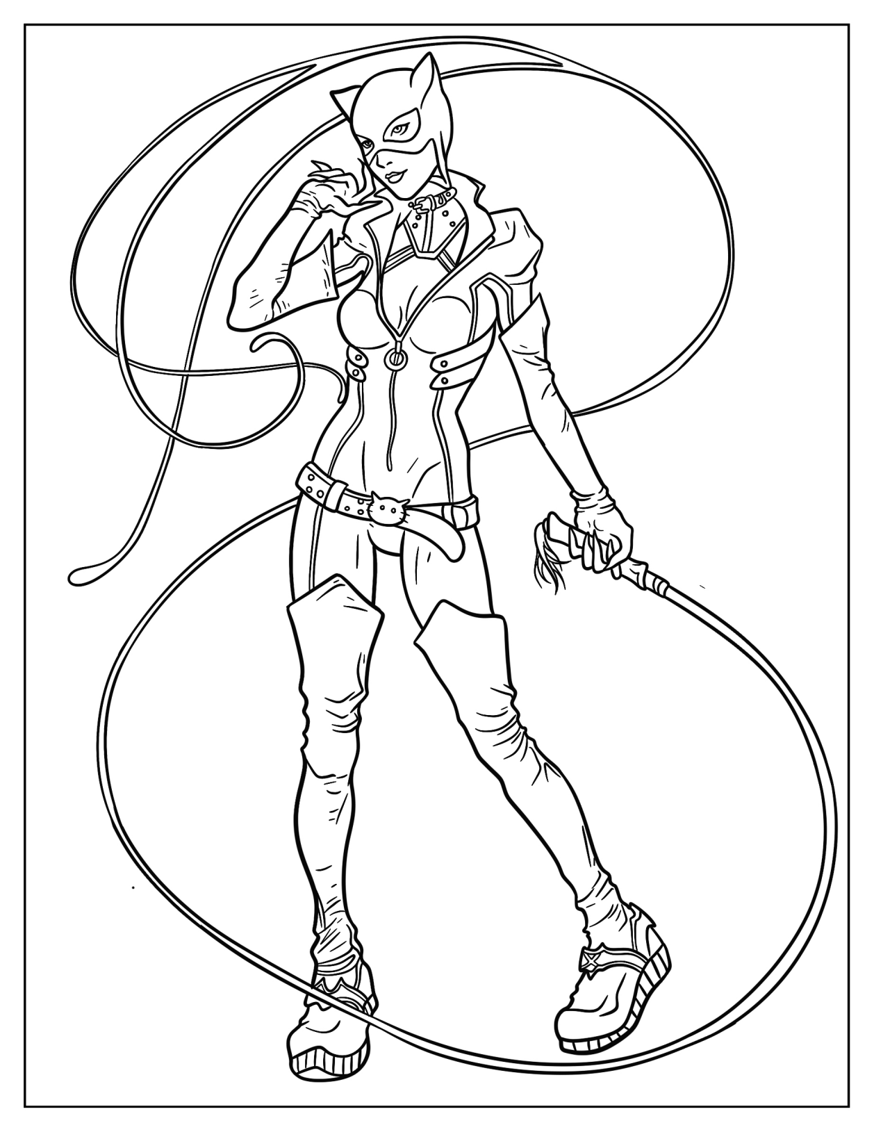 Simple Catwoman With Wip Coloring Sheet For Kids