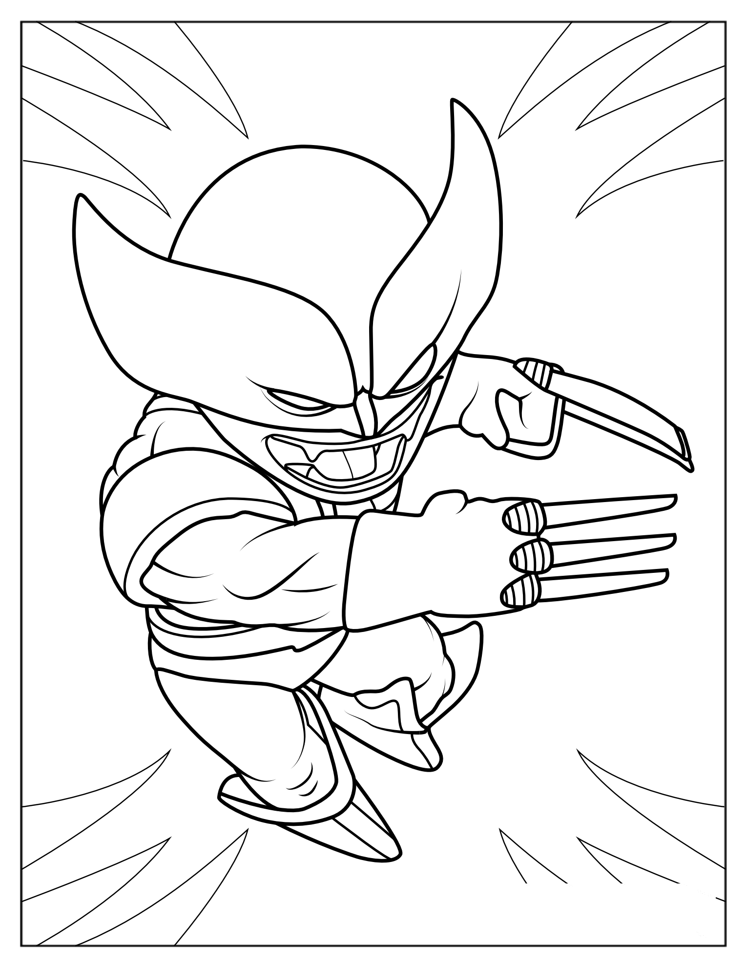 Chibi Wolverine Fighting Coloring Page