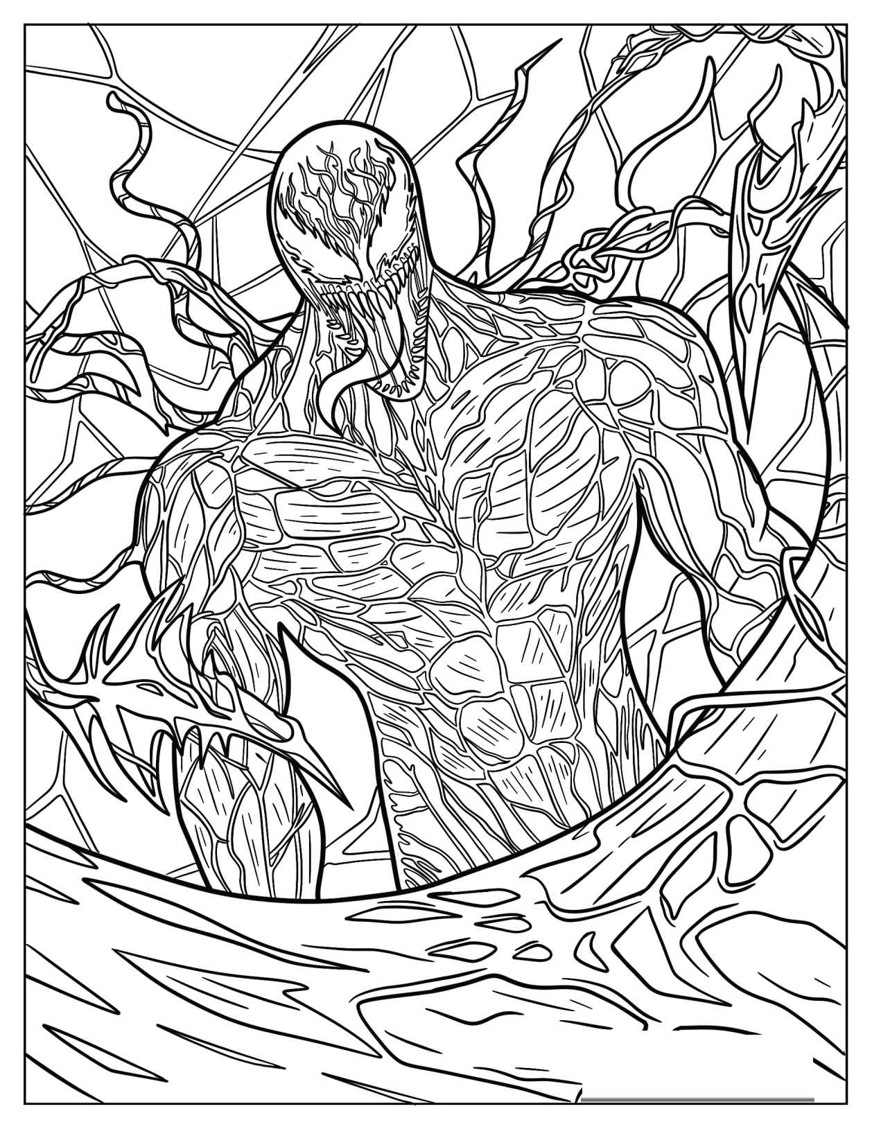 Realistic Carnage With Tongue Out Coloring Page