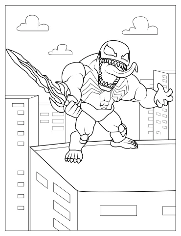 Cute Kawaii Venom Coloring Page
