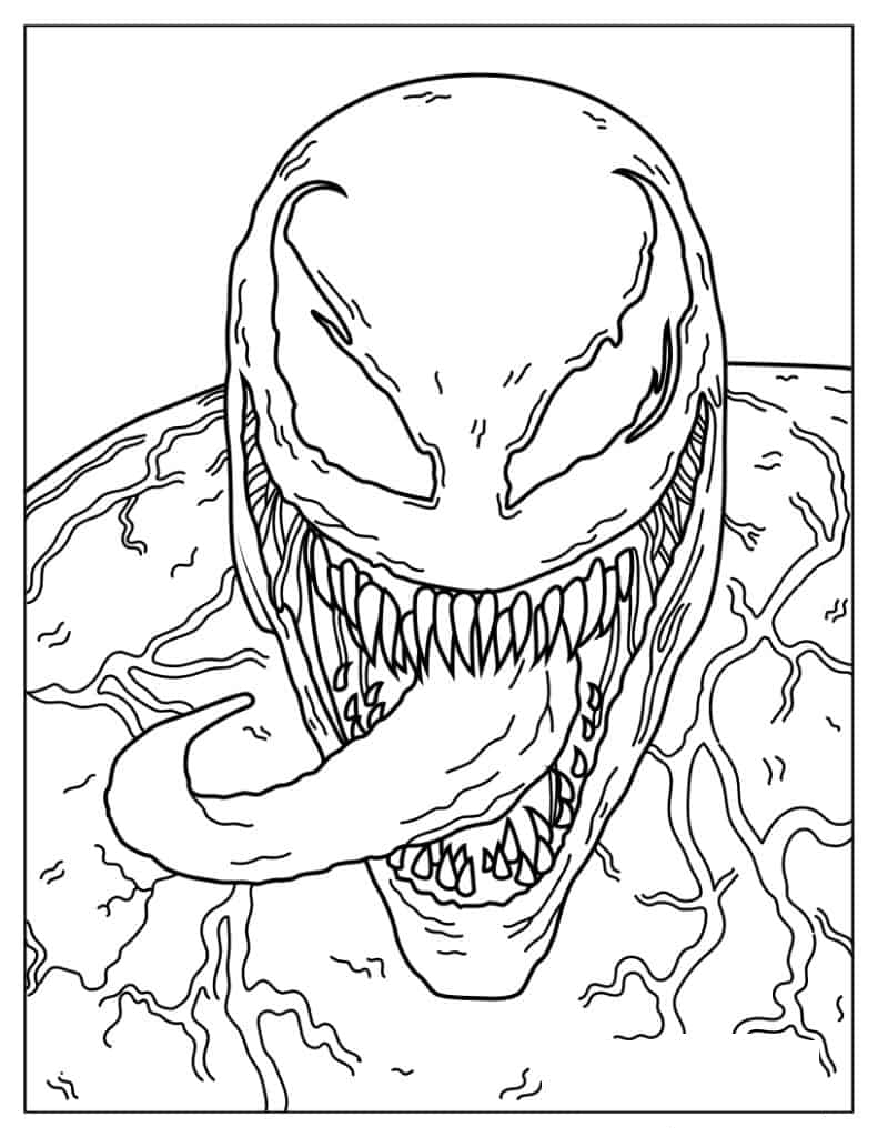 Detailed Venom Face Coloring Sheet