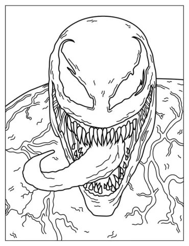 Detailed Venom Face Coloring Sheet