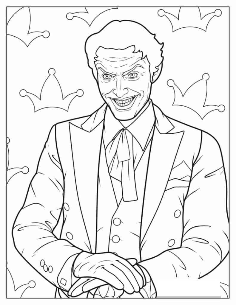 Coloring Sheet Of Joker With Creepy Smile