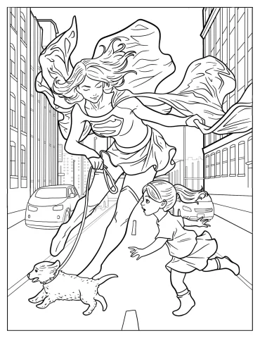 Supergirl Helping A Little Girl And Her Dog