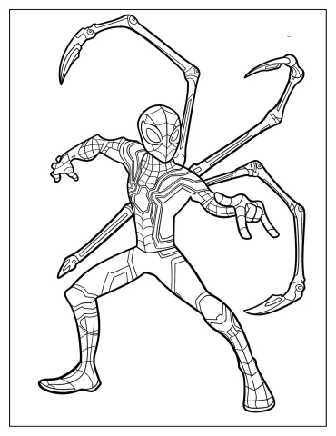 Easy Iron Spider Summoning Web Coloring Page For Kids