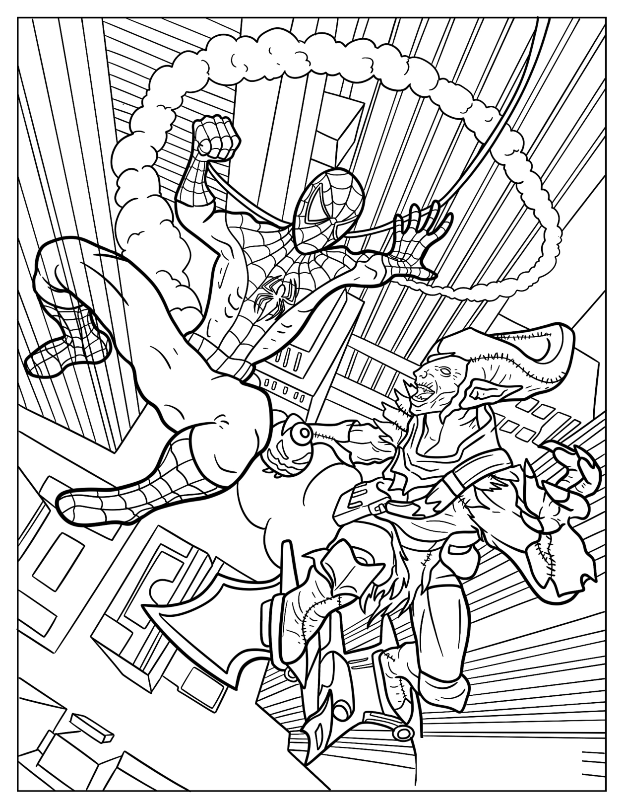 Spider-Man Fighting Green Goblin In Mid Air