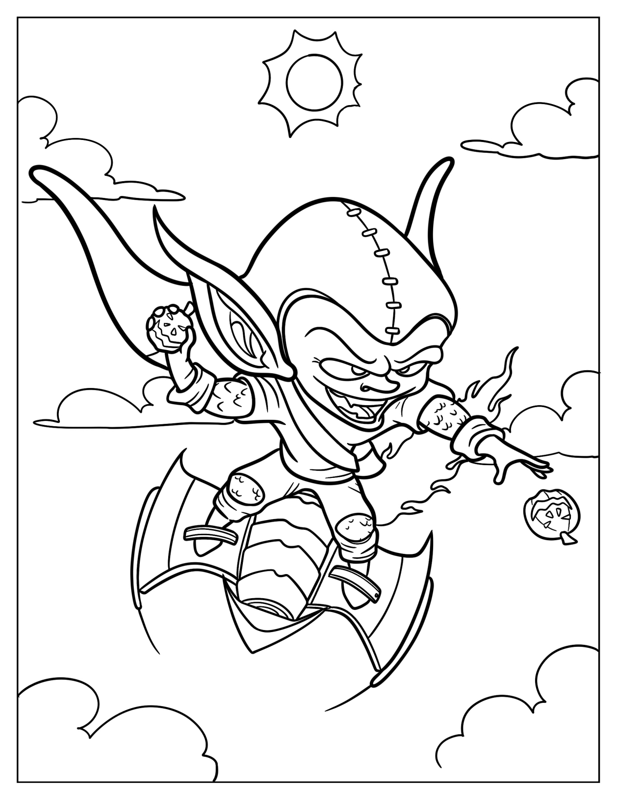 Chibi Green Goblin Coloring Page