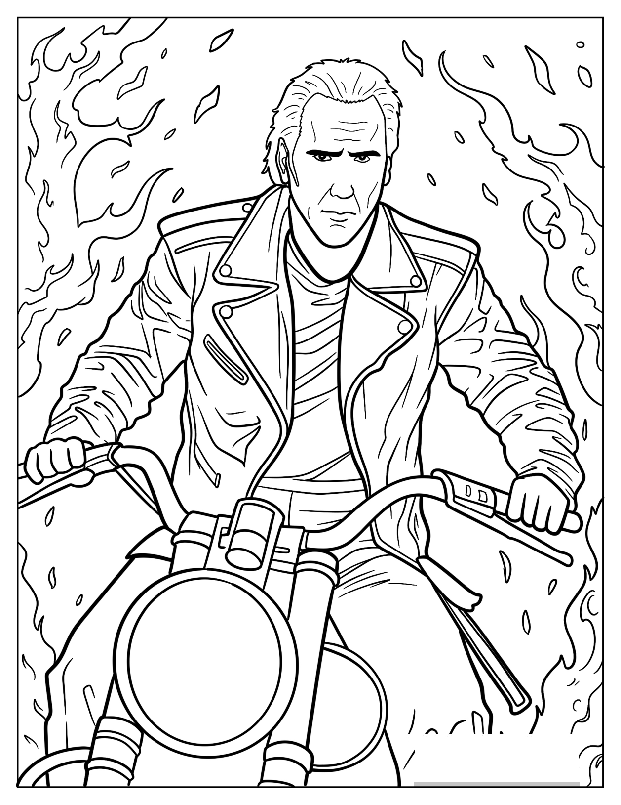 Nicholas Cage On His Motorcycle Covered In Flames As Ghost Rider