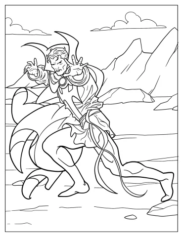 Doctor Strange In Battle Coloring Sheet