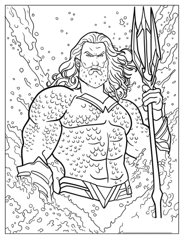 Realistic Aquaman With Trident And Water In The Back