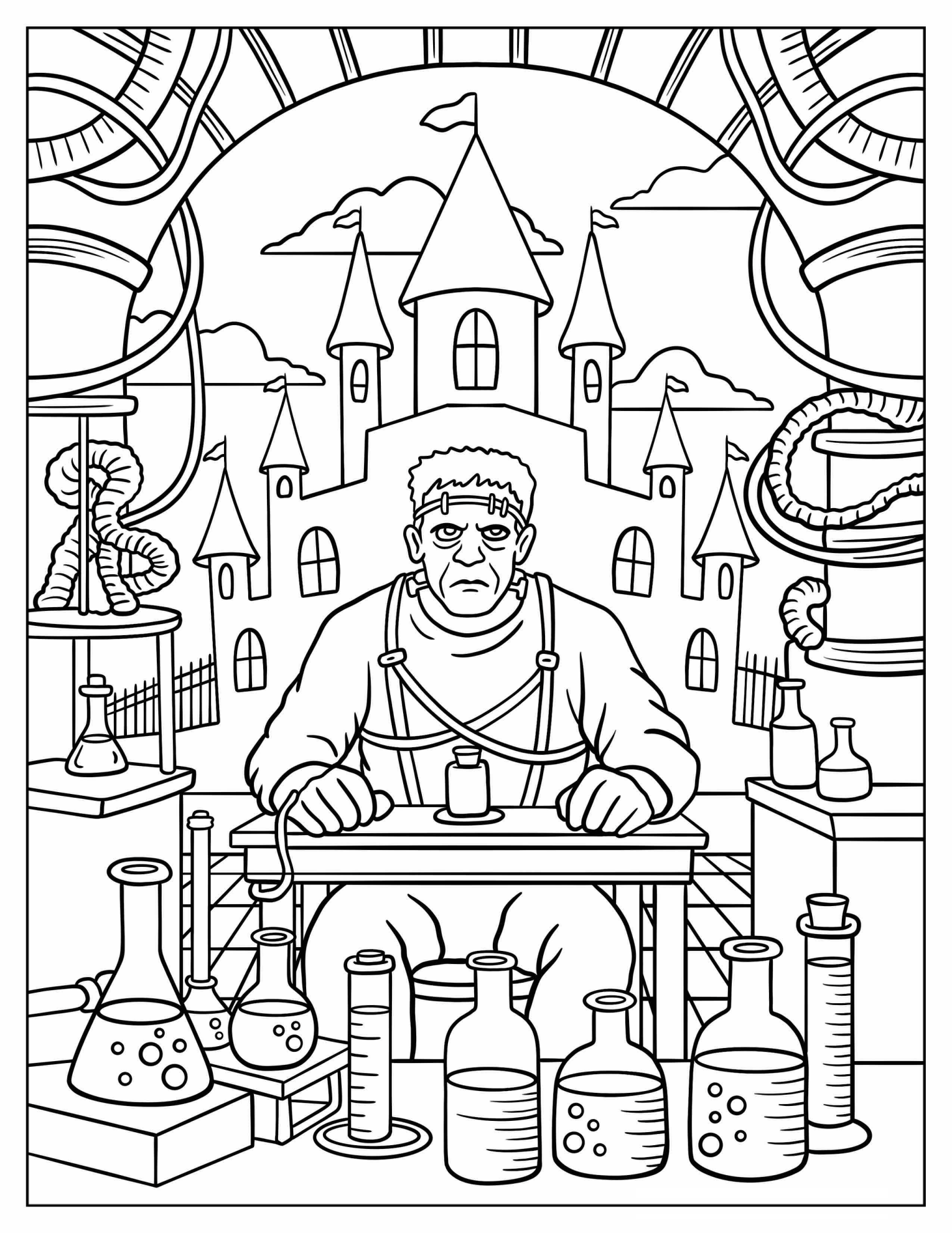 Frankenstein Sitting In A Science Laboratory