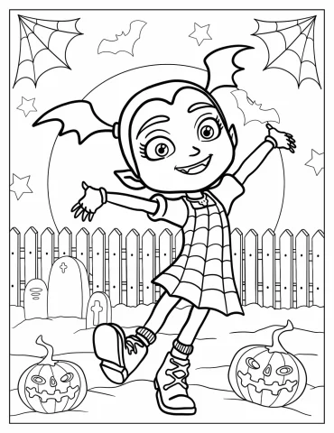 Pretty Vampirina In The Cemetery Coloring Page For Kids
