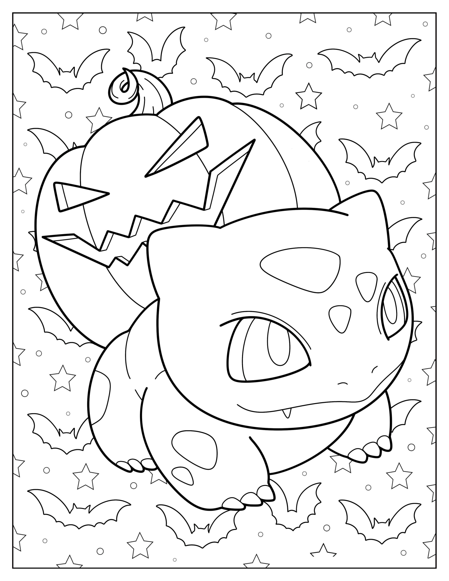 Cute Squirtle With Jack O Lantern On Its Back Halloween Pokemon Coloring Sheet