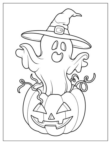 Ghosts Floating Out Of A Jack O Lantern Coloring Sheet