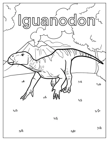 Iguanadon In The Forest Coloring Sheet