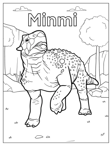 Cute Minmi Dinosaur Looking Up Coloring Page