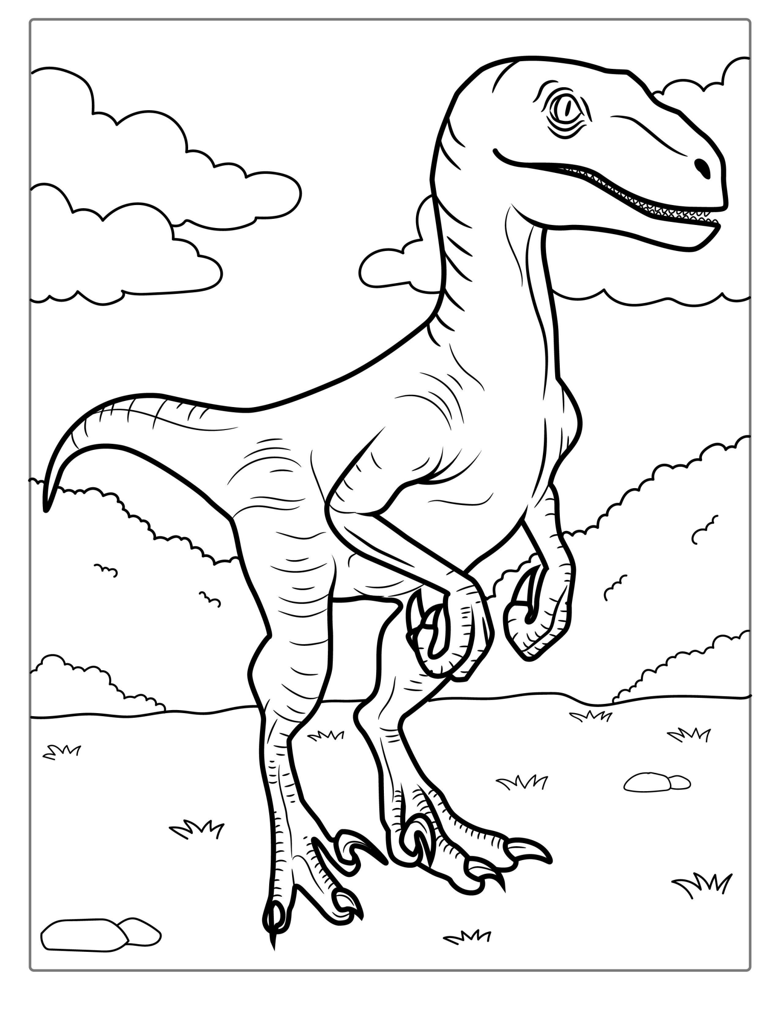 Adult Velociraptor Coloring Page For Kids