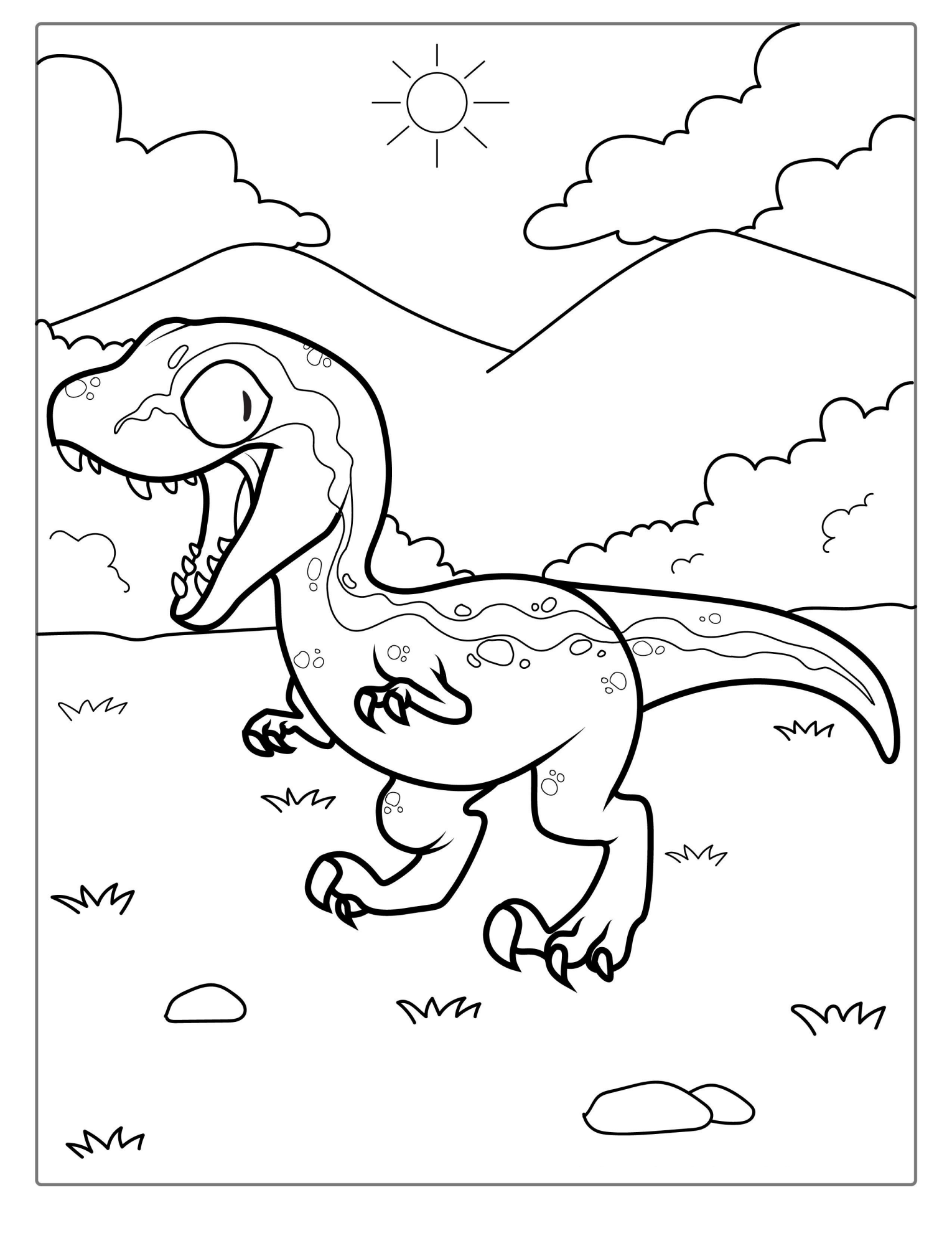 Cute Velociraptor Coloring Page For Kids