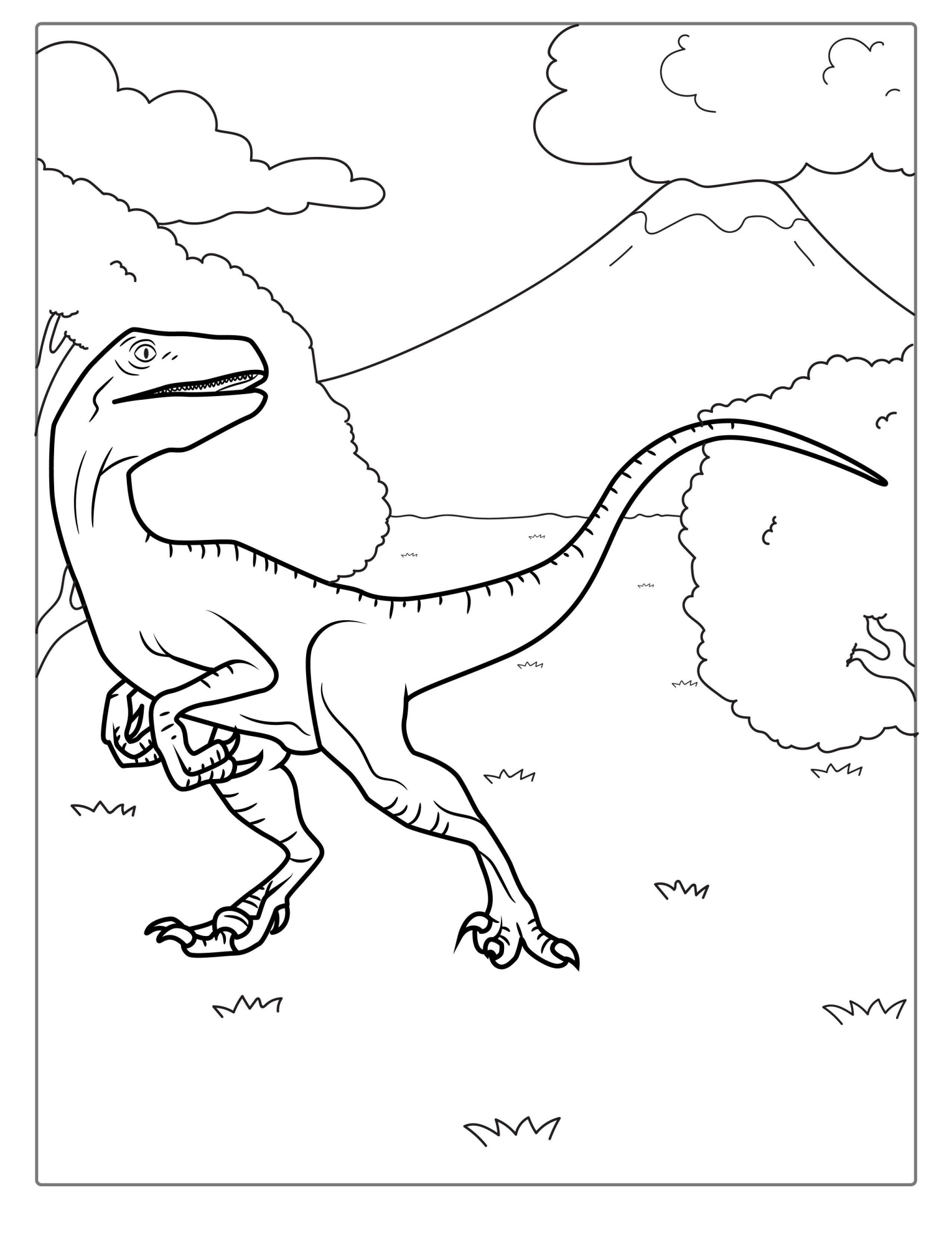 Easy Outline Of a Velociraptor To Color