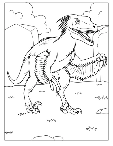 Velociraptor With Feathers Coloring Sheet