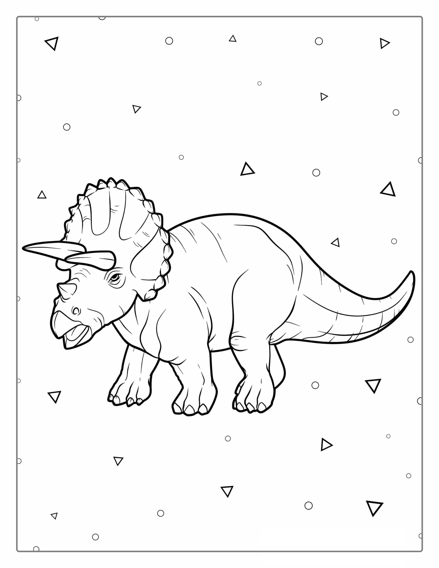 Coloring Picture Of a Realistic Triceratops