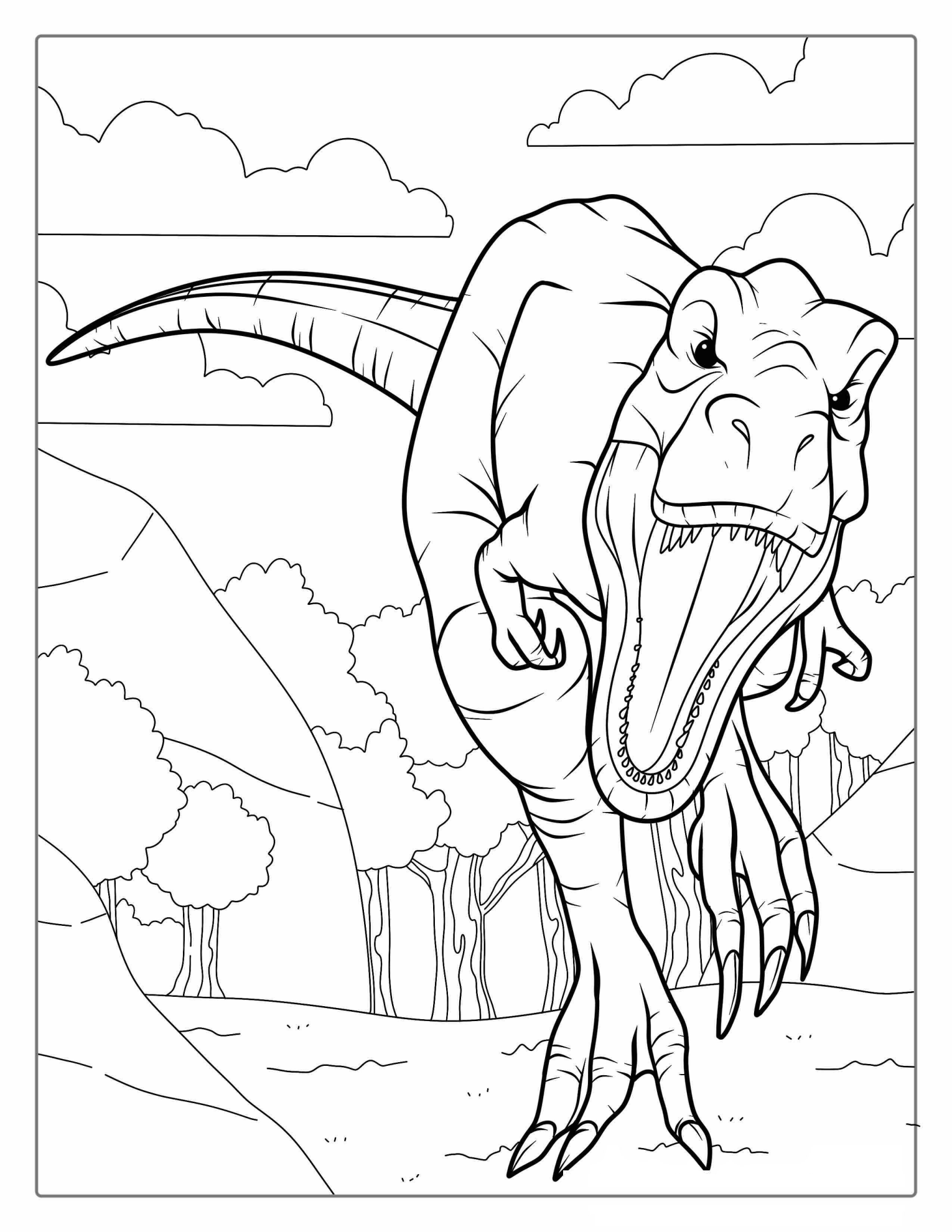 Tyrannosaurus Rex Running With Open Jaw To Color