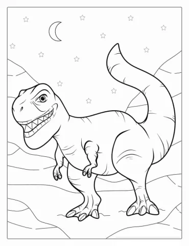Big Tyrannosaurus Rex Under The Stars To Color